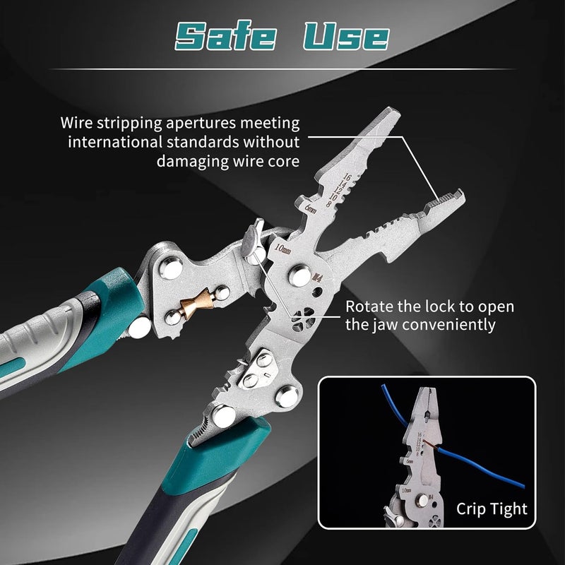 Fatio 18 In 1 Foldable Ｗire Stripper Crimper, Multifunctional Folding Wire Stripping Tool, Wire Strippers Electrical，Electric Cable Stripper, Cable Cutters with Plier, Crimper, Twister, Splitting, 1pcs - Image 2